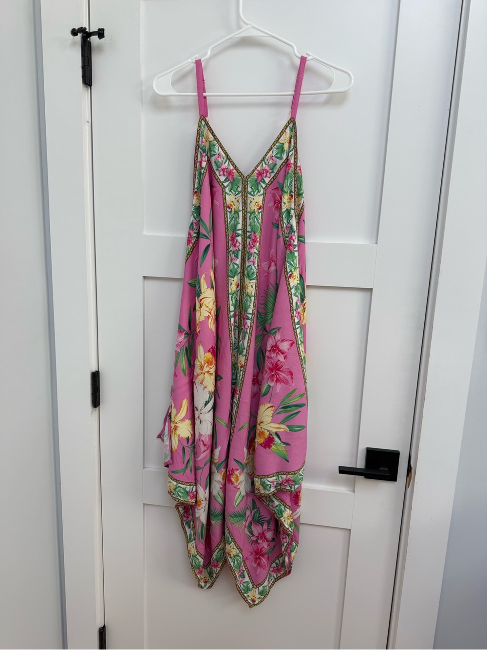 Tommy Bahama Pink Floral Spaghetti Strap Sundress summer Scarf Dress
